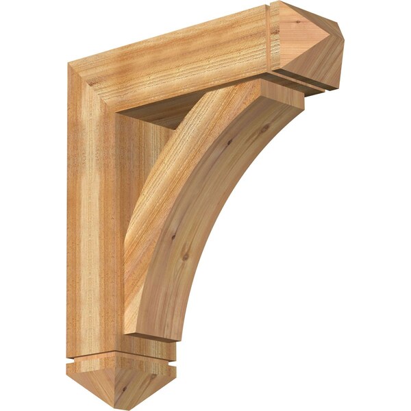 Ekena Millwork Thorton Arts and Crafts Rough Sawn Bracket w/ Offset Brace, Western Red Cedar, 8"W x 28"D x 32"H BKT0806X28X32THR03RWR - main